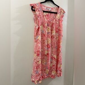 Miss Elaine Pink Floral Nightgown - size XL - 100% rayon - lightweight